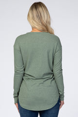 Olive Long Sleeve Ribbed Maternity Top