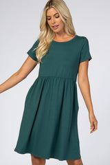 Forest Green Short Sleeve Babydoll Dress
