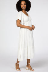 Ivory Smocked Ruffle Dress