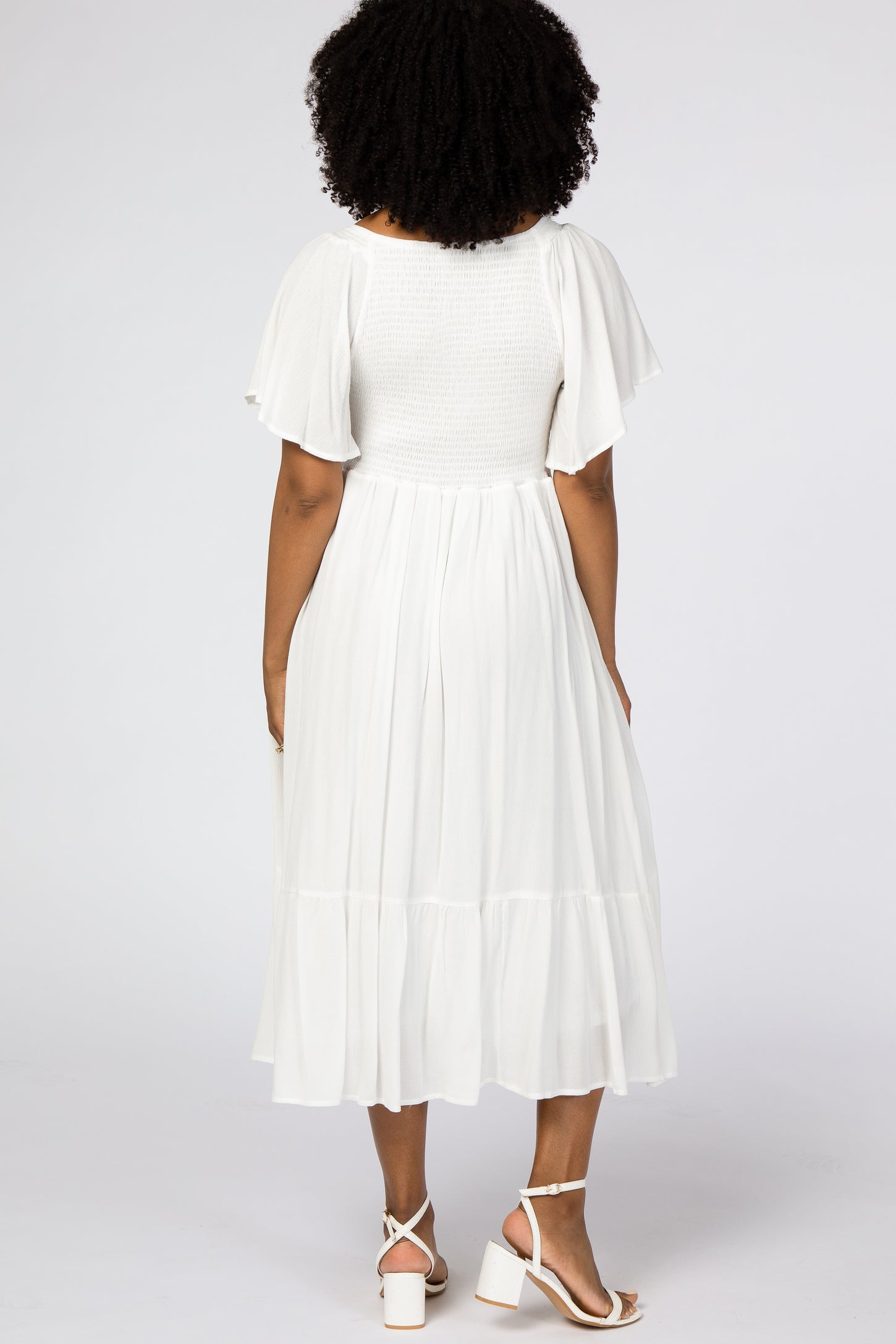 Ivory Smocked Ruffle Dress