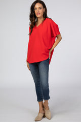 Red Short Sleeve Blouse