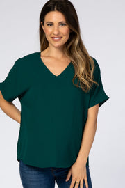 Forest Green Short Sleeve Maternity Blouse