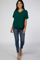 Forest Green Short Sleeve Blouse