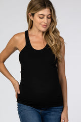 Black Ribbed Racerback Maternity Tank Top