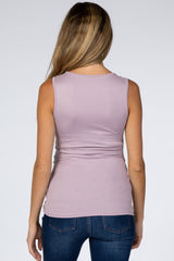 Lavender Crossover Ruched Maternity Nursing Tank