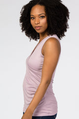 Lavender Crossover Ruched Nursing Tank