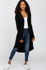 Black Button Front Knit Maternity Cardigan