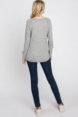 Heather Grey Brushed Waffle Knit Top