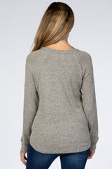 Heather Grey Brushed Waffle Knit Maternity Top