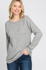 Heather Grey Brushed Waffle Knit Maternity Top