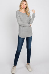 Heather Grey Brushed Waffle Knit Top