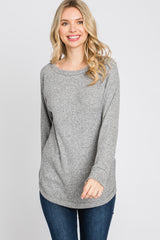 Heather Grey Brushed Waffle Knit Top