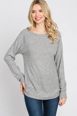 Heather Grey Brushed Waffle Knit Top