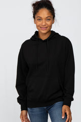 Black Basic Hooded Maternity Sweatshirt