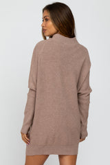 Taupe Funnel Neck Dolman Sleeve Maternity Mini Dress