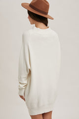 Cream Funnel Neck Dolman Sleeve Mini Dress