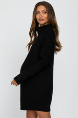 Black Funnel Neck Dolman Sleeve Maternity Mini Dress