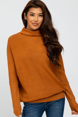 Camel Funnel Neck Dolman Sleeve Sweater