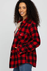 Red Black Plaid Sherpa Lined Jacket