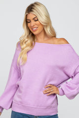 Lavender Boat Neck Bubble Sleeve Maternity Sweater