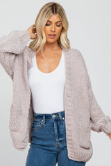 Beige Oversized Bubble Sleeve Maternity Cardigan