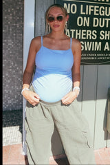 Blue Striped One-Piece Maternity Swimsuit