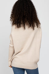 Beige Funnel Neck Dolman Sleeve Sweater