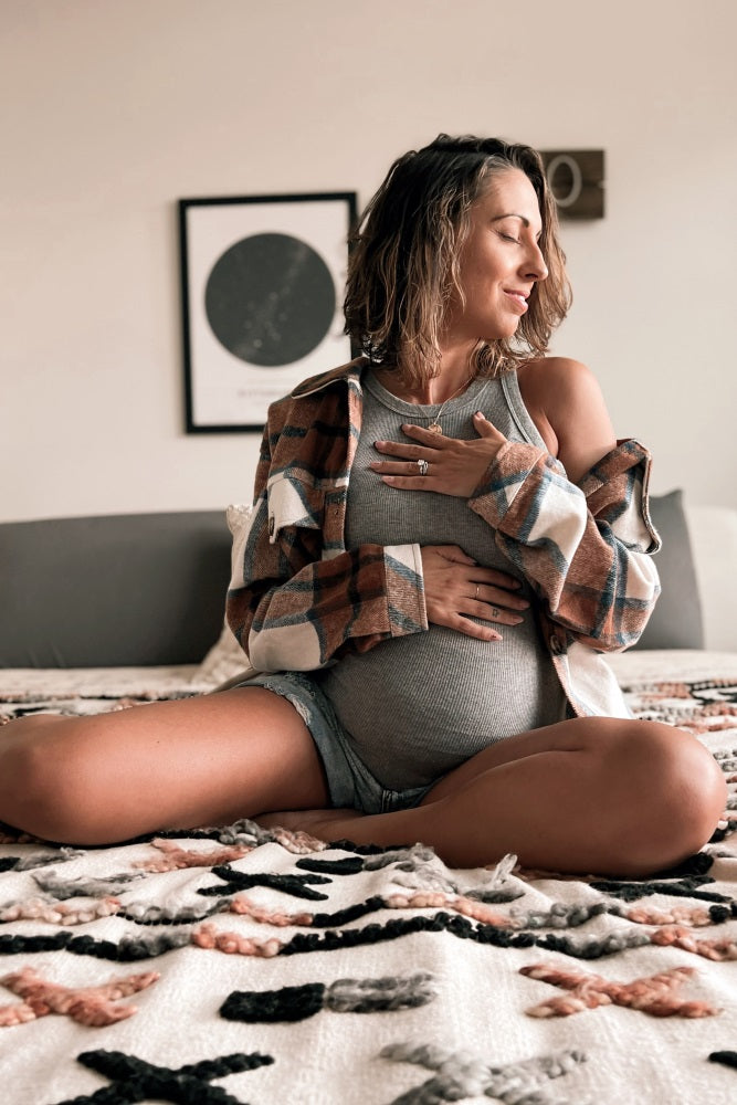 Mocha Plaid Brushed Button Down Maternity Over Shirt