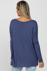 Blue V-Neck Maternity Top