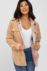 Camel Reversible Maternity Shirt Jacket