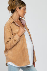 Camel Reversible Maternity Shirt Jacket