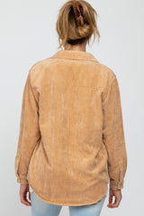 Camel Reversible Maternity Shirt Jacket