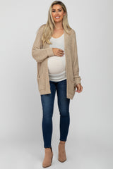 Beige Cuff Sleeve Maternity Cardigan