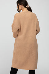 Taupe Bubble Sleeve Long Cardigan