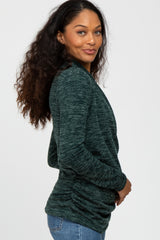 Green Soft Heathered Draped Wrap Nursing Top