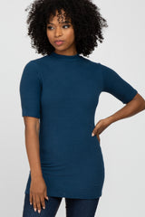 Teal Soft Brushed Knit Mock Neck Maternity Top