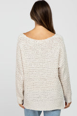 Ivory V-Neck Side Slit Thick Knit Maternity Sweater