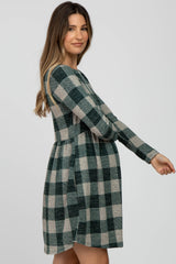 Forest Green Plaid Knit Maternity Dress