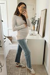 Heather Grey Soft Knit Ruched Maternity Top