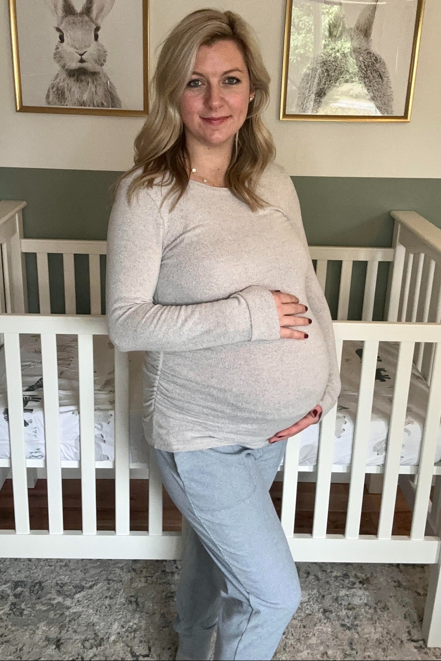 Heather Grey Soft Knit Ruched Maternity Top