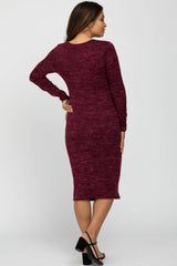 Burgundy Heather Wrap Fitted Maternity Dress