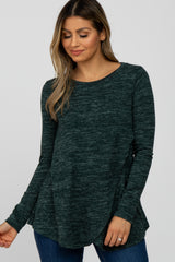 Forest Green Heather Knit Layered Front Maternity/Nursing Top