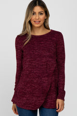 Burgundy Heather Knit Layered Front Nursing Top