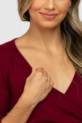 Burgundy Brushed Knit Wrap Top