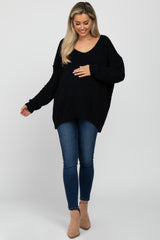 Black V-Neck Soft Maternity Sweater