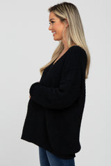 Black V-Neck Soft Maternity Sweater