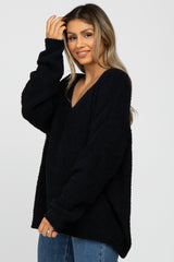 Black V-Neck Soft Sweater