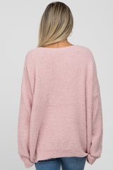 Light Pink V-Neck Soft Maternity Sweater