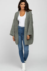 Olive Soft Popcorn Knit Cardigan