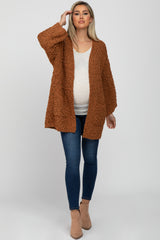 Camel Soft Popcorn Knit Maternity Cardigan